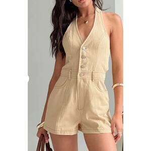 NWT Princess Polly Jayalen Halter Romper Ecru size 4